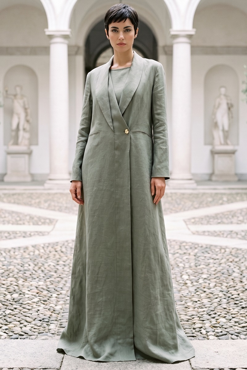  Abaya linen calm olive green color 010151