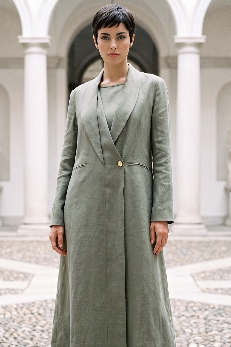  Abaya linen calm olive green color 010151