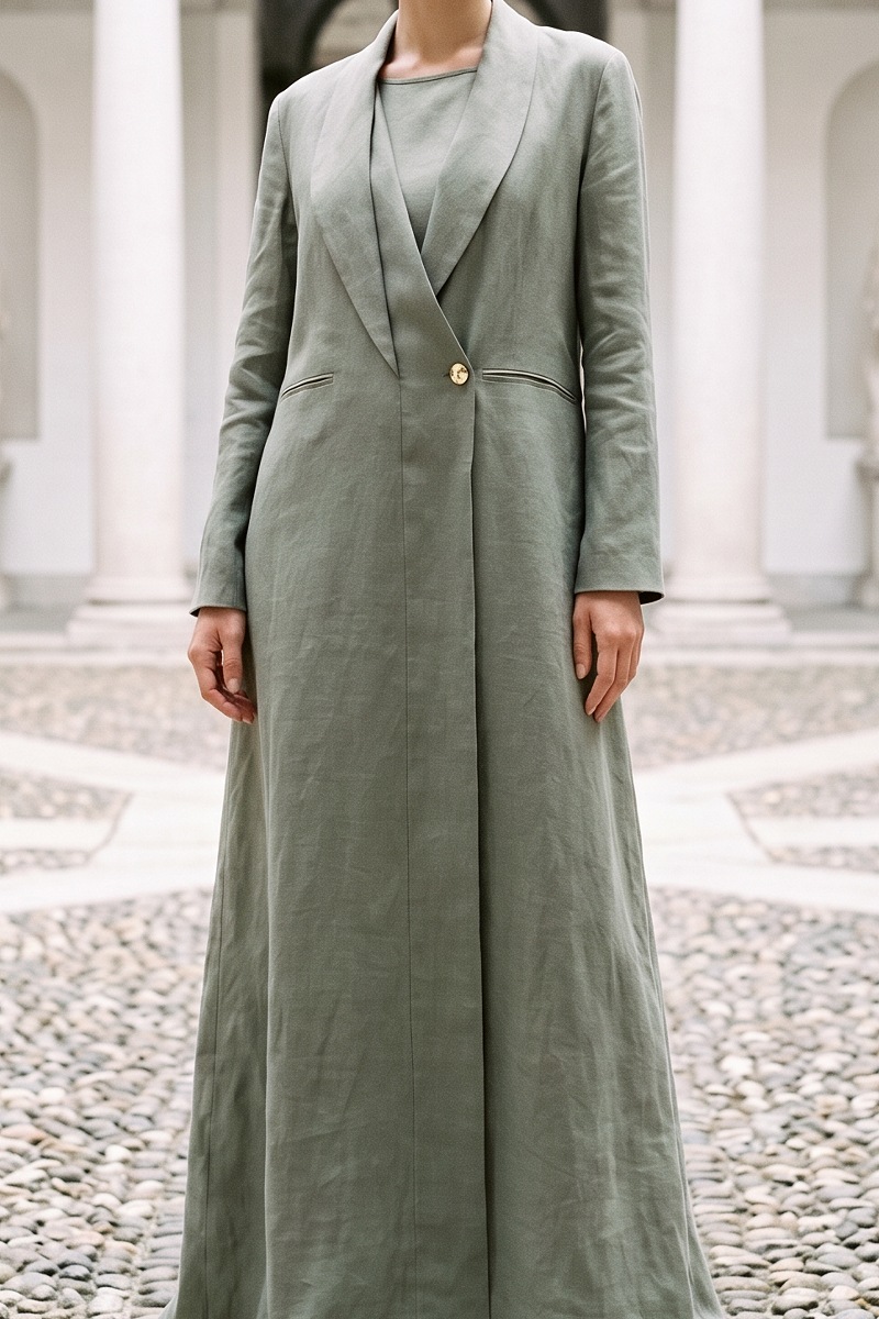  Abaya linen calm olive green color 010151