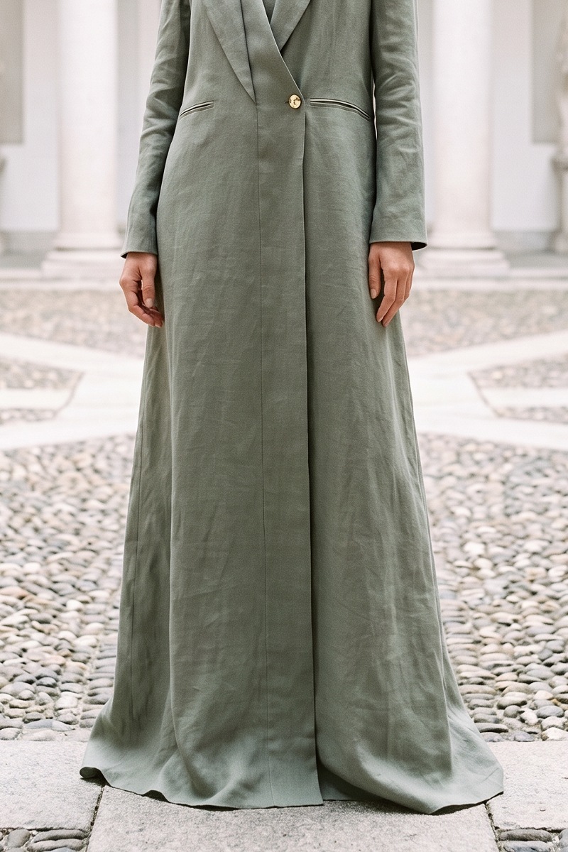  Abaya linen calm olive green color 010151