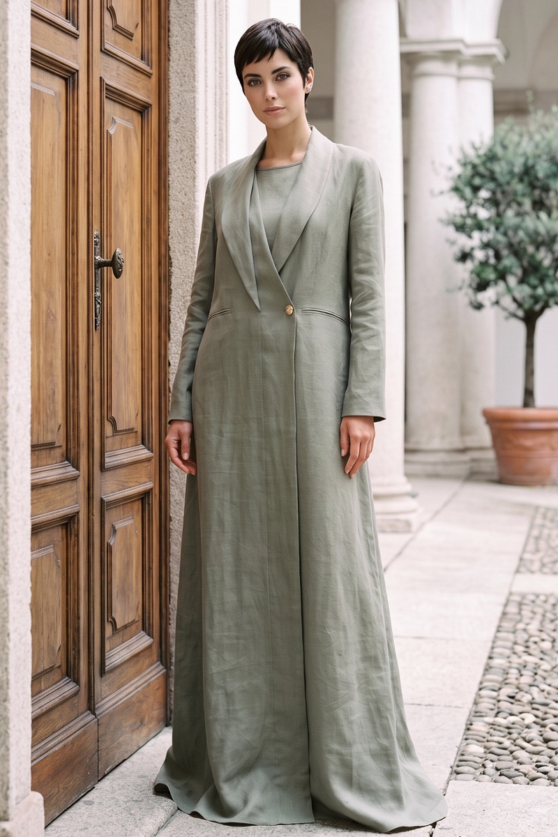  Abaya linen calm olive green color 010151