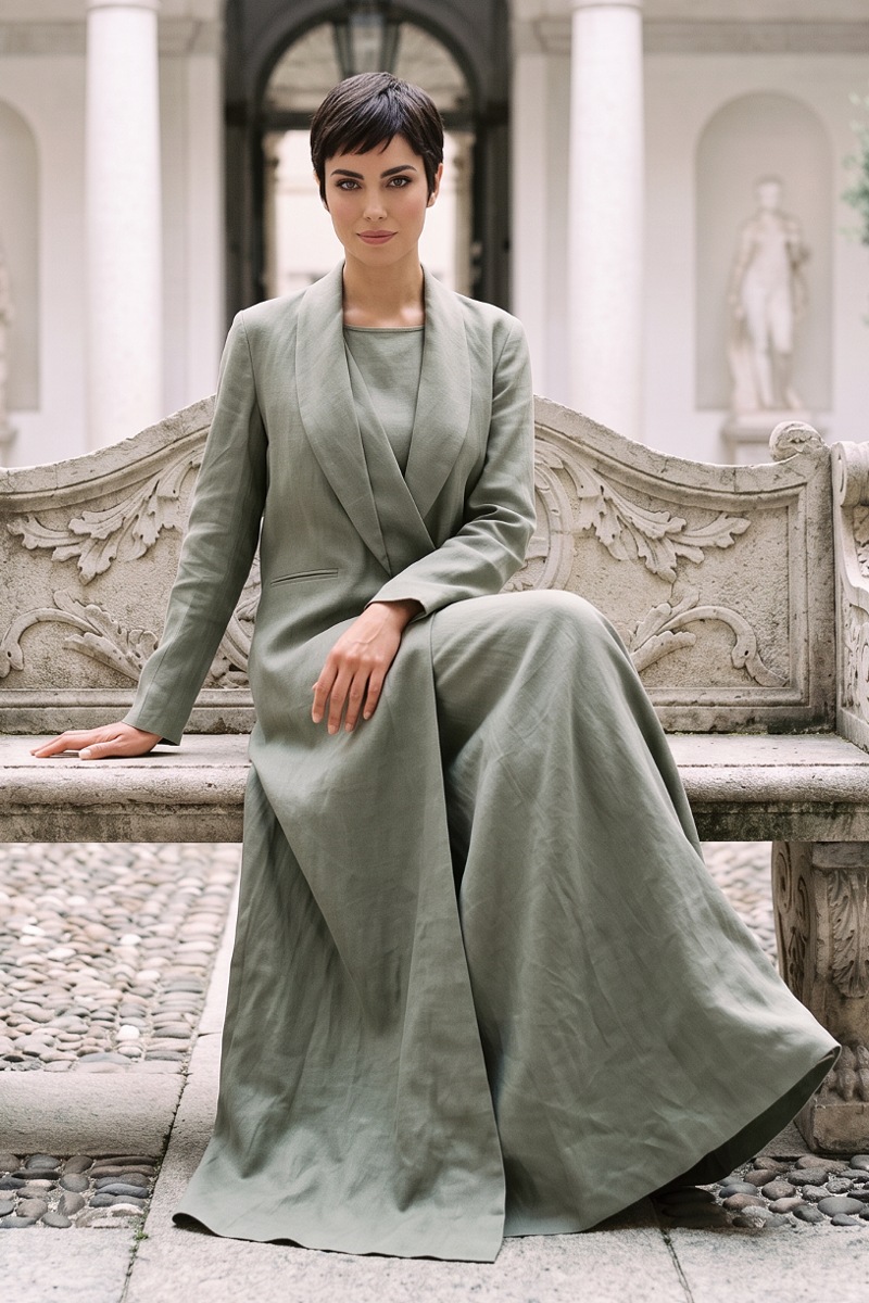 Abaya linen calm olive green color 010151
