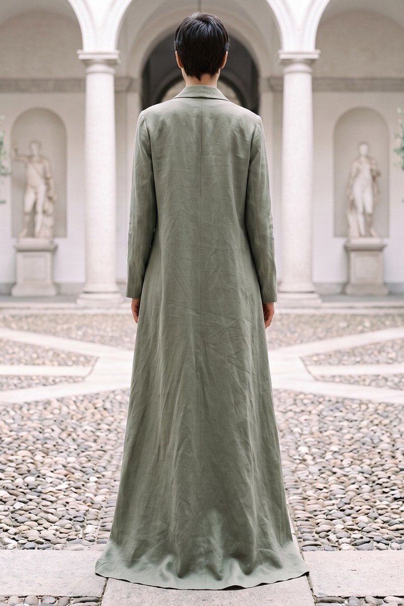  Abaya linen calm olive green color 010151