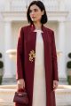 Abaya premium high quality taffeta in rich color of burgundy 010159