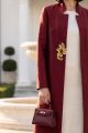 Abaya premium high quality taffeta in rich color of burgundy 010159