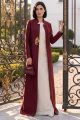 Abaya premium high quality taffeta in rich color of burgundy 010159