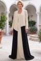 Abaya crepe luxury off-white and black 010134