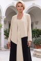 Abaya crepe luxury off-white and black 010134