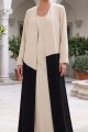 Abaya crepe luxury off-white and black 010134
