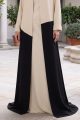 Abaya crepe luxury off-white and black 010134