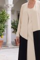 Abaya crepe luxury off-white and black 010134