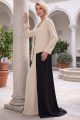 Abaya crepe luxury off-white and black 010134