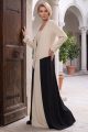 Abaya crepe luxury off-white and black 010134