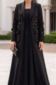 Abaya luxury matt black linen 010149 Abaya luxury matt black linen 010149