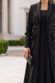 Abaya luxury matt black linen 010149 Abaya luxury matt black linen 010149