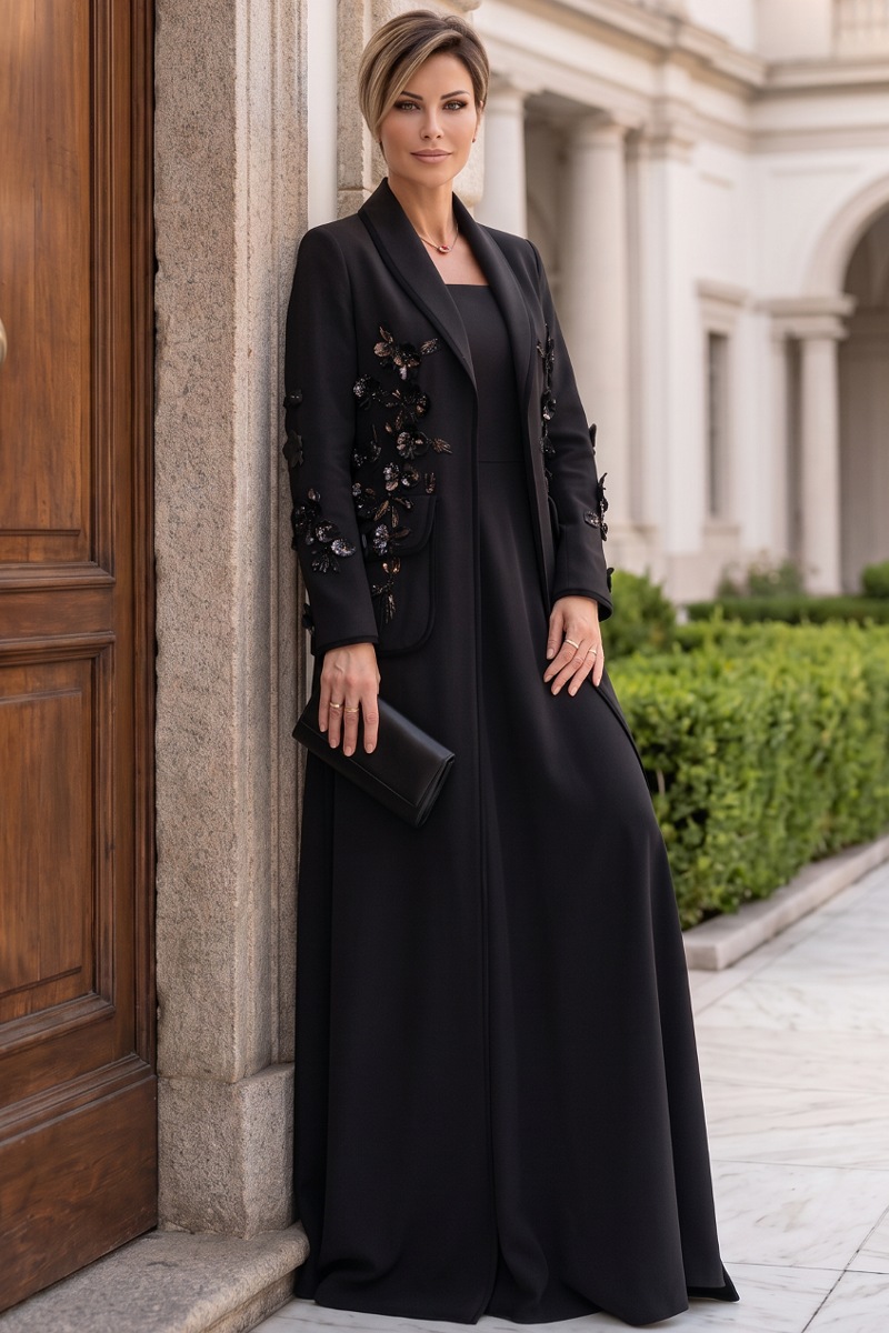 Abaya luxury matt black linen 010149