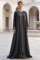 Abaya taffeta dark grey wooden color 010165