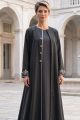 Abaya taffeta dark grey wooden color 010165