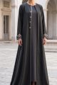 Abaya taffeta dark grey wooden color 010165