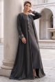 Abaya taffeta dark grey wooden color 010165