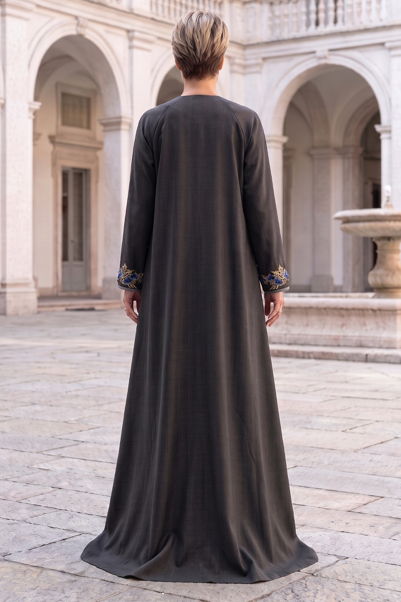 Abaya taffeta dark grey wooden color 010165