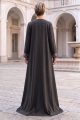 Abaya taffeta dark grey wooden color 010165