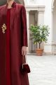 عباية من قماش التافتا الناعم بلون عنابي غني 010159
