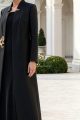 عباية من قماش التافتا الناعم الفاخر بلون أسود 010161
