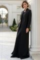 عباية من قماش التافتا الناعم الفاخر بلون أسود 010161