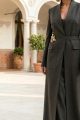 Abaya luxury linen  brown 010173