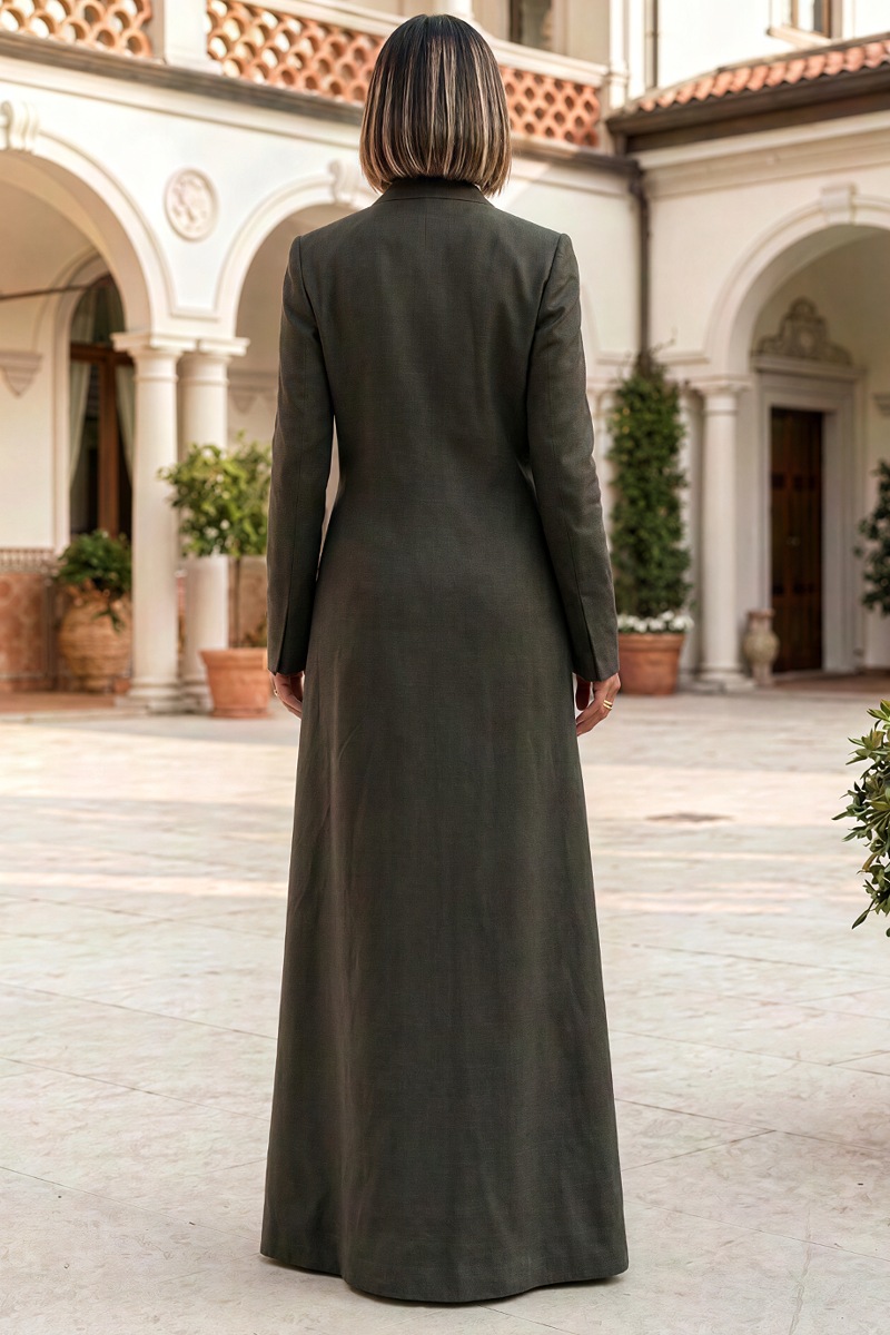 Abaya luxury linen  brown 010173