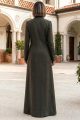 Abaya luxury linen  brown 010173