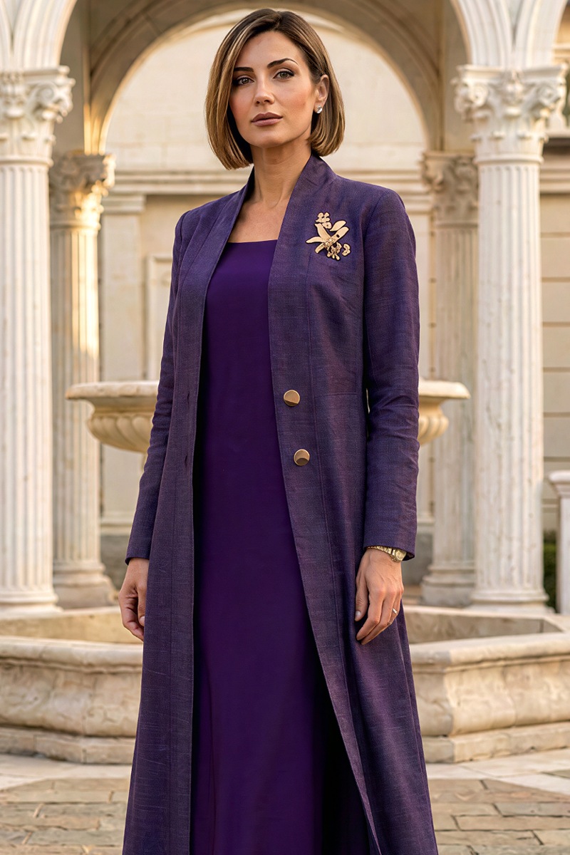 Abaya premium linen rich dark purple 010170