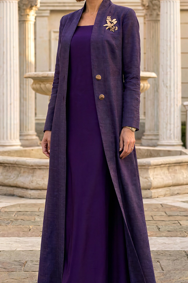 Abaya premium linen rich dark purple 010170