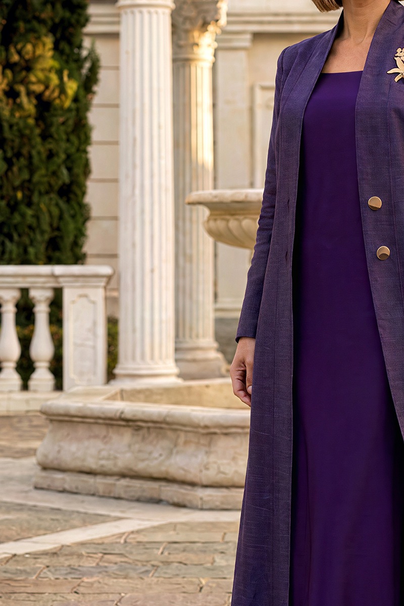 Abaya premium linen rich dark purple 010170
