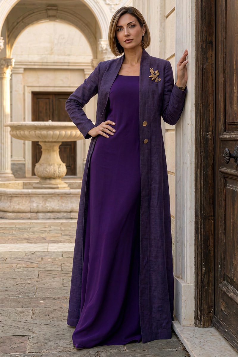 Abaya premium linen rich dark purple 010170