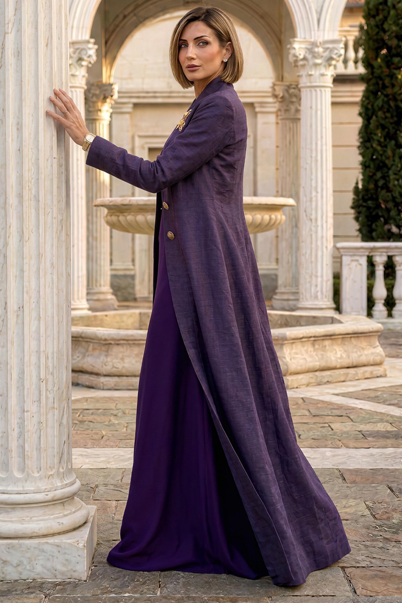 Abaya premium linen rich dark purple 010170
