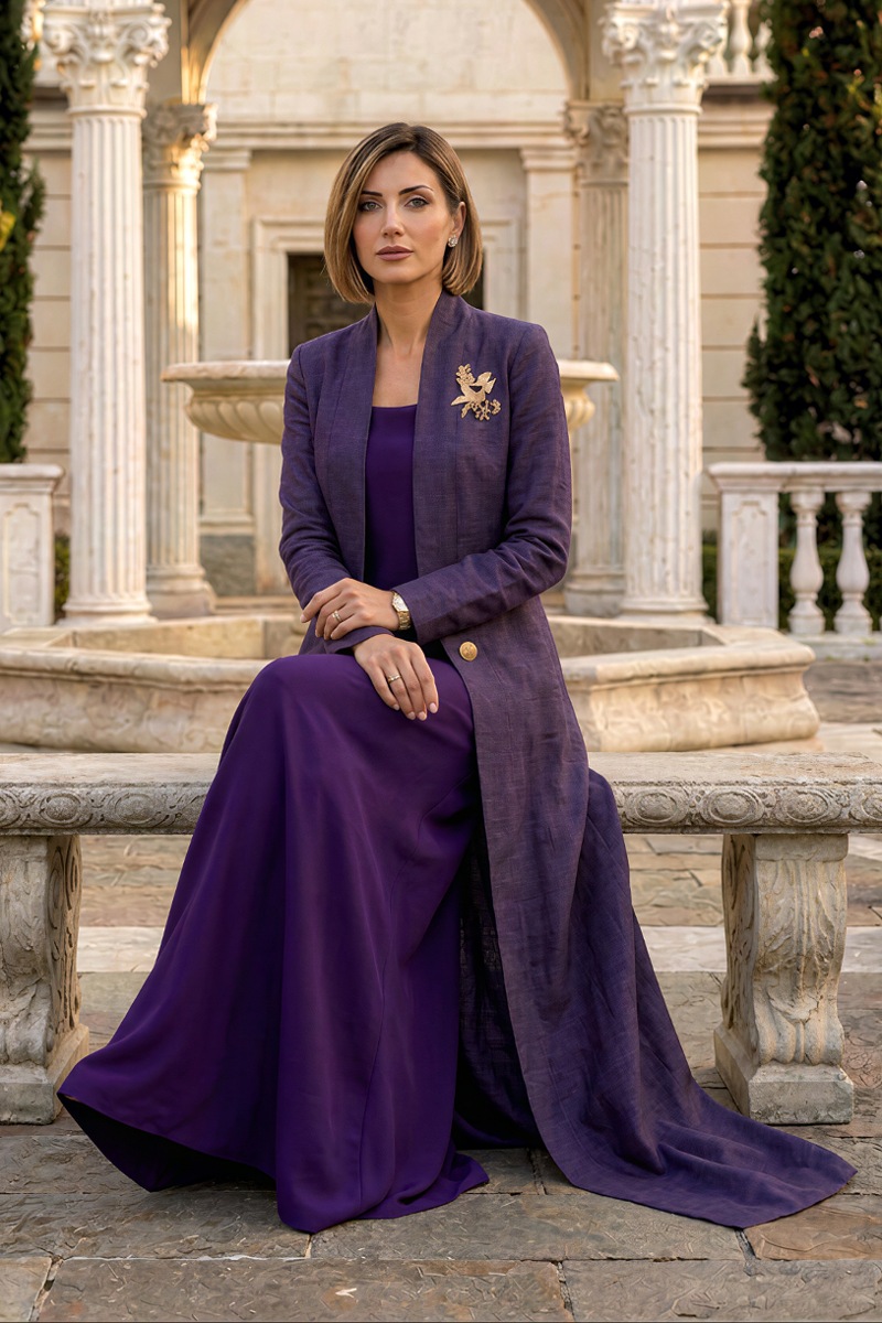 Abaya premium linen rich dark purple 010170