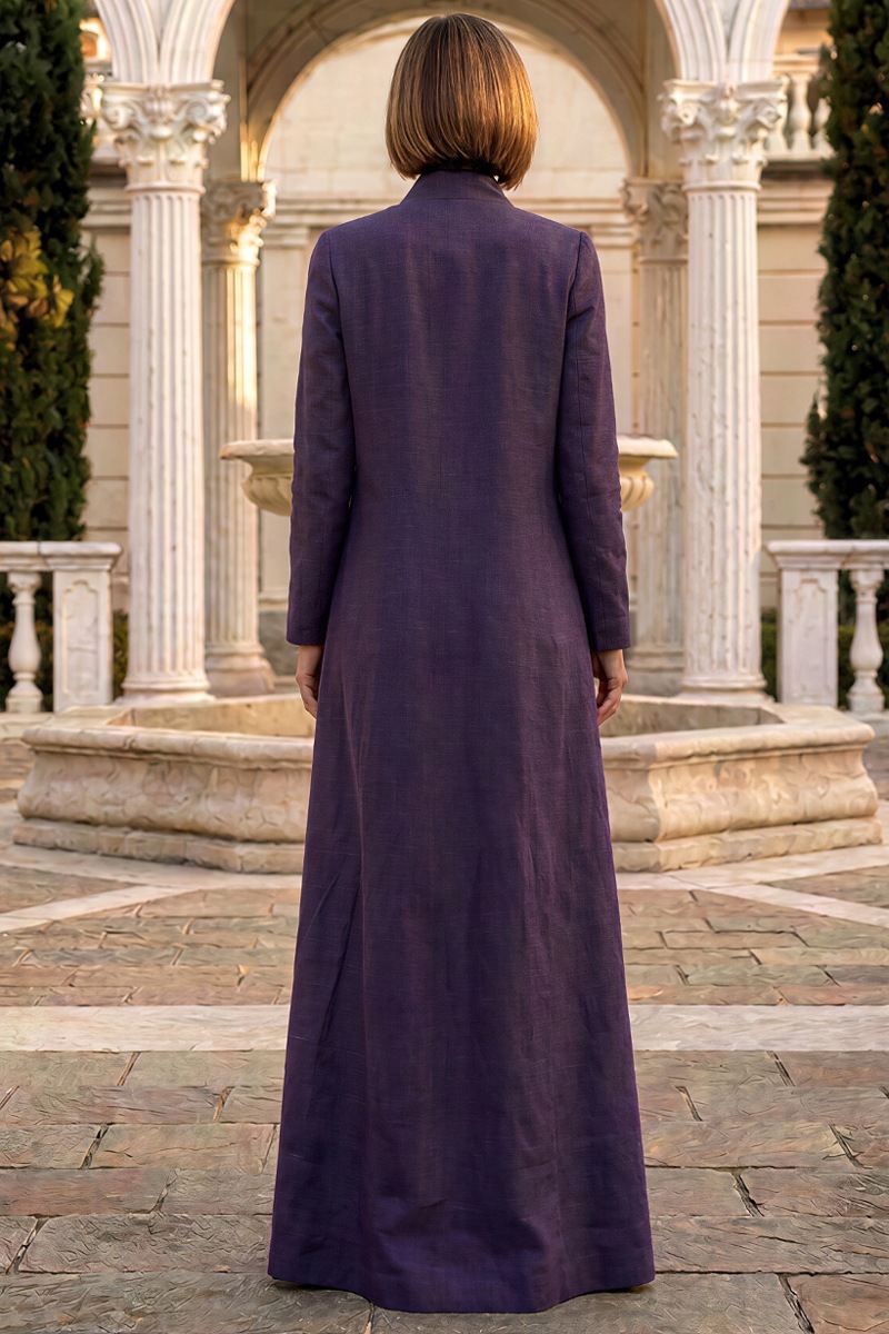 Abaya premium linen rich dark purple 010170