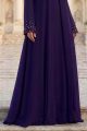 عباية كريب فاخر لون بنفسجي داكن بزخرفة على الأكمام 010177