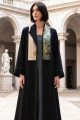 Abaya luxury black linen with jaqar 010135