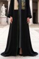 Abaya luxury black linen with jaqar 010135