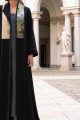 Abaya luxury black linen with jaqar 010135
