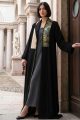 Abaya luxury black linen with jaqar 010135