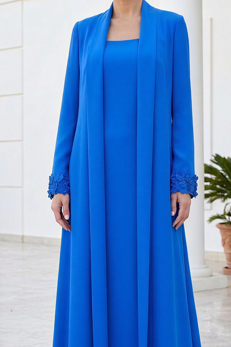 Abaya luxury crepe blue color 010183
