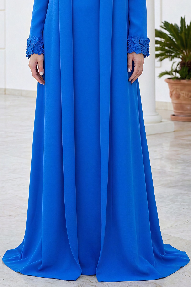 Abaya luxury crepe blue color 010183