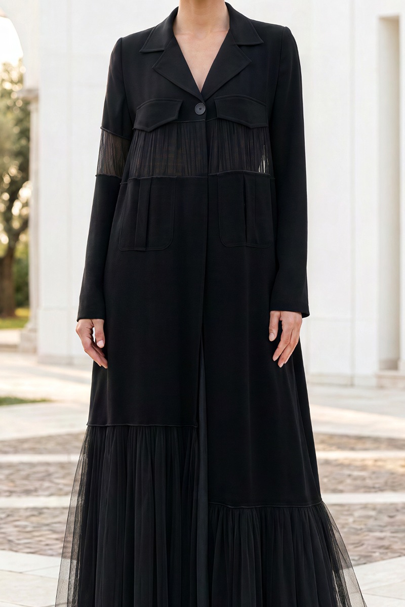 Abaya black Crepe and Tafta 01014 Abaya black Crepe and Tafta 01014