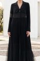 Abaya black Crepe and Tafta 01014 Abaya black Crepe and Tafta 01014