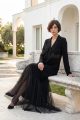 Abaya black Crepe and Tafta 01014 Abaya black Crepe and Tafta 01014