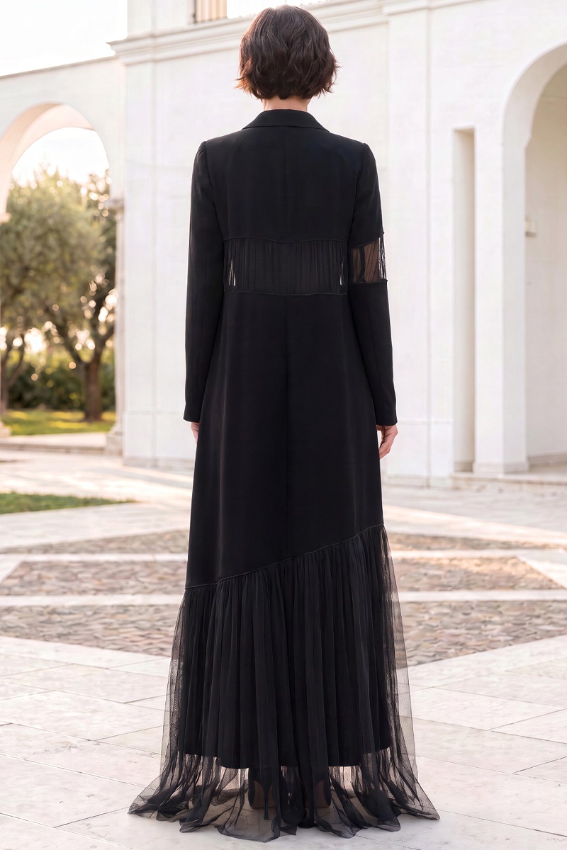 Abaya black Crepe and Tafta 01014 Abaya black Crepe and Tafta 01014